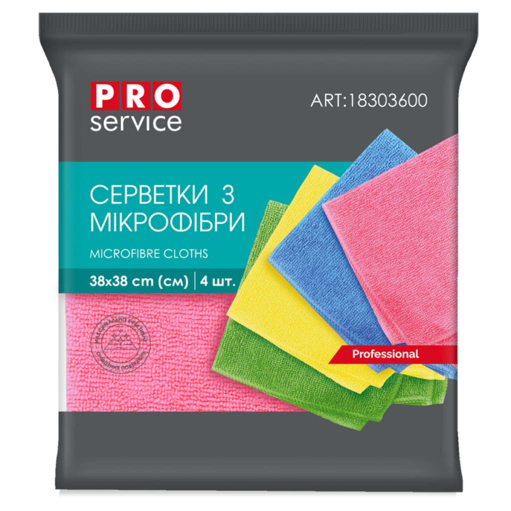 Серветки з мікрофібри 320 г/м² Pro Service у складі хозки